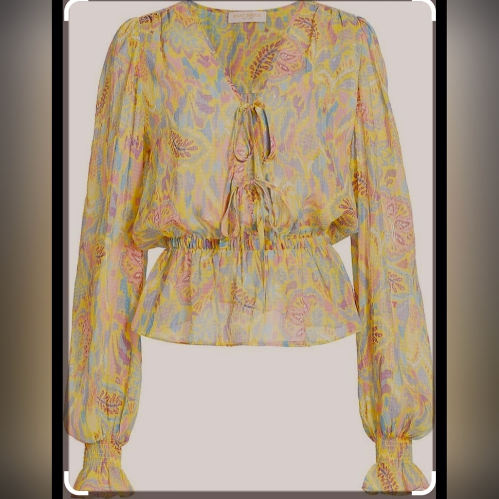 Ramy Brook Evie Peasant Blouse - Picture 2 of 8
